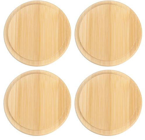 Sourcing Map 4 tapas de bambú para taza de 2.91 pulgadas, cubierta de madera para taza de café, vaso de té, bebida, tapa redonda reutilizable para mantener el calor