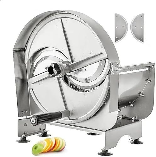Adjustable Thickness Fruit Slicer and Vegetable Cutter Machine – Commercial 360° Stainless Steel Food Cutting Machine with Two Blades