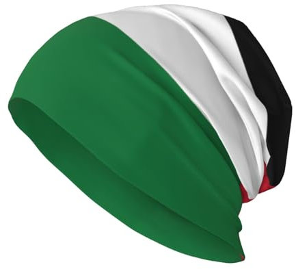 EdWal Beanie-Mütze mit jordanischer Flagge, warm, gestrickt, lässig, weich, hautfreundlich, für Damen und Herren, Schwarz, Schwarz , Einheitsgröße