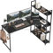 CubiCubi Computertisch mit Ablagefächern, 120x84cm Schreibtisch Kleiner L-förmiger Eckschreibtisch mit Regalen, Schwarz