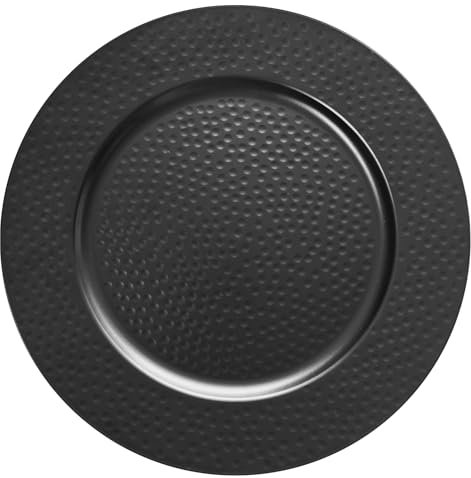 Opexscal 13 Hammered Charger Plates, Black Elegant Dinner Plate Chargers Set of 6, Round Server Ware for Wedding Party Decoration
