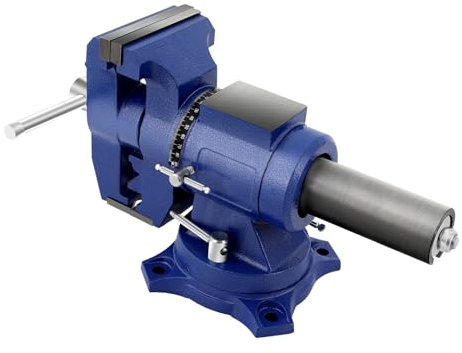 Schraubstöcke, 360° 125mm Schraubstock Spannweite Rotation Profi Schraubstock drehbar mit Befestigungslöcher und Griffe, für Flachschleifmaschinen, Fräsmaschinen, 44 * 12.5 * 24cm Blau