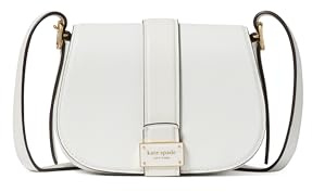 kate spade new york Women's Nouveau Textured Leather Mini Saddle Crossbody, True White, Mini