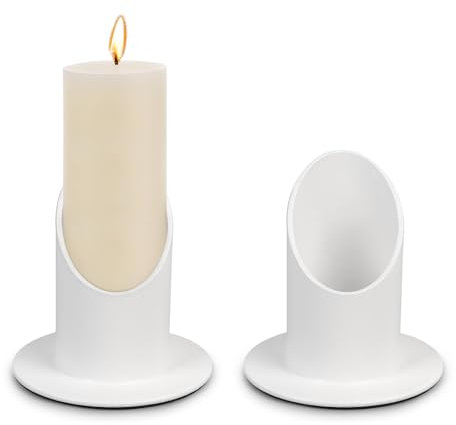 Kommunion Kerzenständer aus Metall 8cm Weiß mit Tropfschutz Hochwertiger Kerzenhalter für Taufkerzen, Gedenkkerzen & Dekoration (Kirche, Beerdigung, Zuhause)