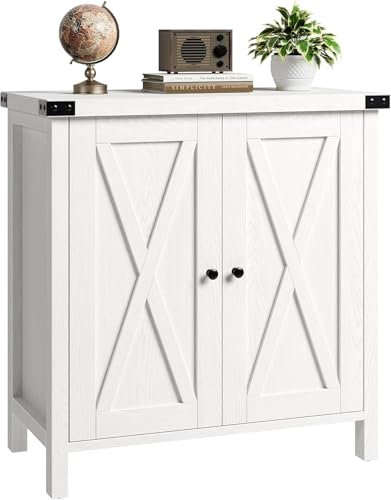 Garvee Küchenschrank Sideboard mit Türen Buffetschrank mit Arbeitsplatten Küchenbuffet mit verstellbarem Regal Landhausstil für Küche, Wohnzimmer, Esszimmer weiß 40x80x80 cm