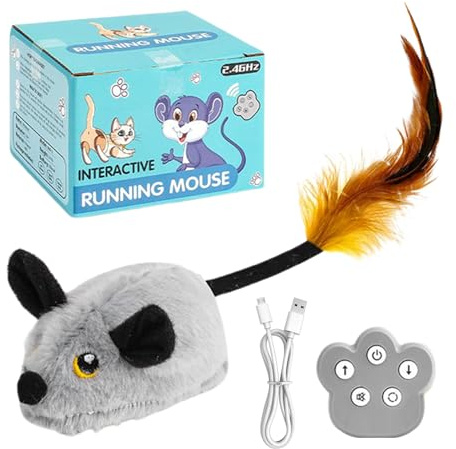 Générique Électroniques pour Chats | Souris Électronique Automatique pour Jeu De Chat - Peluche Réaliste avec Lumière et Son, Télécommande Rechargeable Jeux d'Intérieur pour Les Animaux