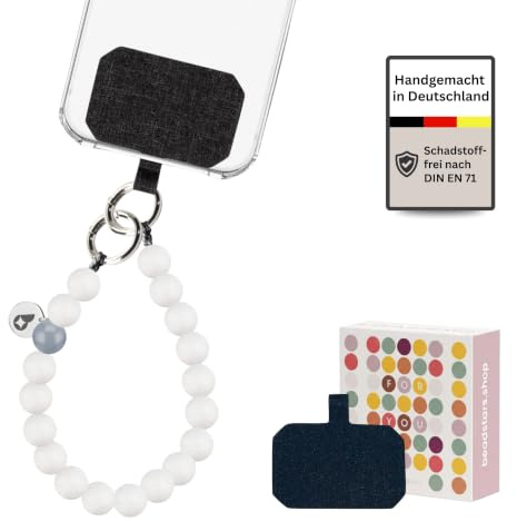 beadstars® Handykette kurz aus Holzperlen | Universal Handyanhänger für alle Smartphones | Handmade in Germany | kompatibel mit iPhone, Samsung u.a. | ideal als Geschenke für Frauen
