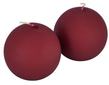 Kugelkerze 2er-Pack in Samt-Optik - Safe Candle - Tropffrei & Selbstlöschend - Langlebige Deko für Advent, Weihnachten & Winter (Bordeaux)