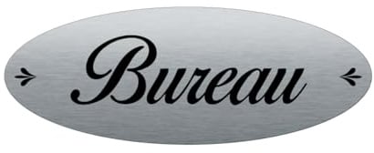 AUA SIGNALETIQUE - Plaque de porte Aluminium Brossé AluSign Ovale 160x60 mm - (Bureau)