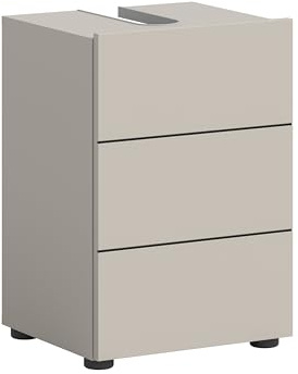 xonox.home – Waschbeckenunterschrank Vira 38x56x34 cm in Kaschmir Nachbildung und Akzenten in Schwarz – Schmaler Bad-Unterschrank für Gäste-WC – Kompakt, modern & pflegeleicht