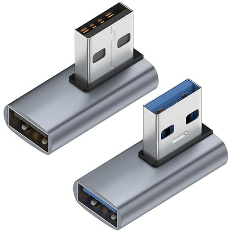 LLFYXM 90 Degree USB 3.1 Adapter (2 Pack), Left Angle and Right Angle 3.0 USB A Male to Female Converter Extenderand 10Gbps Data Transfer,OTG to USB Right Angle Connector for PC Laptop Power Bank