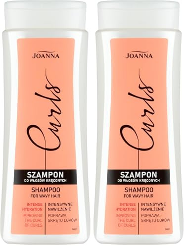 Joanna Locken Shampoo 300 ml - Feuchtigkeitsshampoo - Haarshampoo Naturlocken - Feuchtigkeitsshampoo für welliges und lockiges Haar - Locken Produkte mit Reis-Aminosäuren für natürliche Lockenpflege