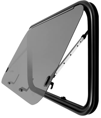 Wohnwagen Fenster mit Rollo&Fliegengitter 900x550 mm, 65° Abgerundete Ecken Ausstellfenster Wohnmobilfenster Wohnmobil Seitenfenster Externes Push Fenster für Wohnwagen Van Camper