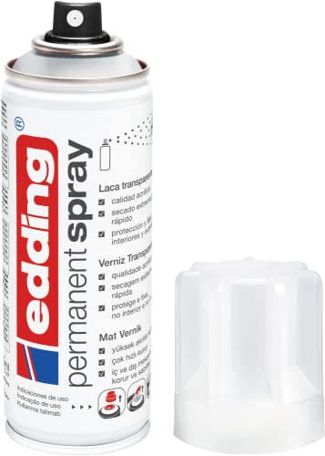 edding 5200 spray permanente de laca transparente - transparente mate - 200 ml - spray de pintura acrílica con acabado mate - para sellar y proteger la pintura - pintura acrílica transparente