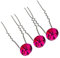 Weddecor 10pcs Hot Pink Hair Pins with Large Diamante Rhinestone Crystal for Women Girls Curls and All Type of Hair Wedding Bridal Accessories