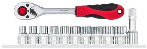 GEDORE red Steckschlüssel-Satz 1/2' 6-kant, metrisch, auf Steckleiste, 12-teilig