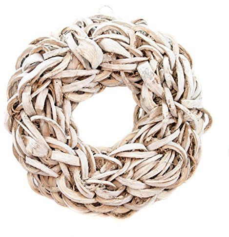 COURONNE Türkranz mit Aufhängevorrichtung 40cm in weiß, gefertigt aus Baumrinde - Deko aus Naturmaterialien als Herbstdeko im Shabby chic Design