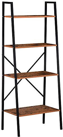 HOMCOM Standregal Leiterregal Stufenregal Bücherregal Blumenregal Holz Vintage 4 Fächer 60 x 37,5 x 145 cm