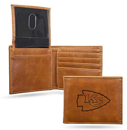Rico Industries NFL Kansas City Chiefs Geldbörse mit Lasergravur, Braun, 8,9 x 10,8 cm