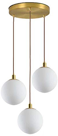 HJXDtech 3-Flammig Weiß Glas Kugeln Pendelleuchte für Schlafzimmer und Wohnzimmer,Modernes Minimalist 3 Flaming Decke Hängelampe für Küche und Esszimmer Esstisch