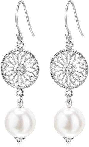 Materia Perlenohrringe Silber 925 hängend Damen Ohrschmuck SO-305-Silber
