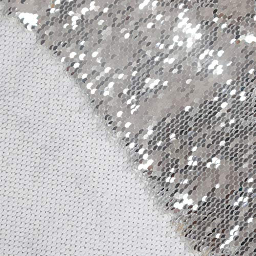 Paillettenstoff von The Yard Weiß bis Silber Farbwechsel Stoff Mermad Paillettenstoff Flip Pailletten Zweifarbig Paillettenstoff zum Nähen Paillettenstoff wendbar DIY Hochzeitskleid