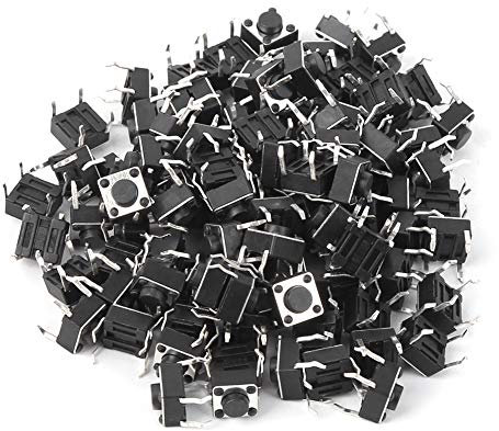 Fafeicy 100-teiliger Taktschalter, momentaner taktiler Druckschalter Mini Micro-Taktschalter Zubehör 6 x 6 x 4,3 mm Wird in Leiterplatten verwendet