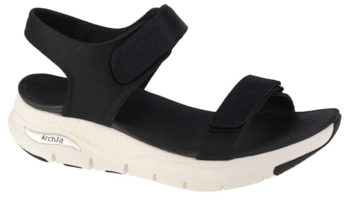 Skechers ARCH FIT TOURISTY, Sandalias para Mujer, Black Mesh, 37 EU