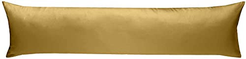 Mako-Satin Baumwollsatin Bettwäsche Uni einfarbig zum Kombinieren (Seitenschläferkissen Bezug 40 x 145 cm, Gold) viele Farben & Größen
