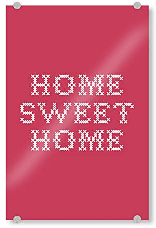 artboxONE Acrylglasbild 45x30 cm Typografie Sweet Home I Sticken Rosarot - Bild Home Sweet Home Home Sweet Home Hygge