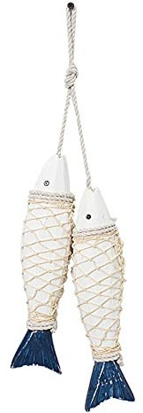 Uposao 2 Hänger Fisch mit Schnur zum Aufhängen Deko,Holz Fische Anhänger Hängedeko Maritim Meer Dekoration Ornament Wandbehang für Fenster Natur-Deko Türschmuck Restaurant