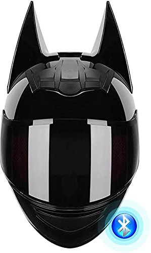 Batman Bluetooth Helm, ECE-Geprüfter Herren Und Damen Cooler Niedlicher Batman Integralhelm, Elektro Motorrad Herren Und Damen Cool Racing Motocross Integralhelm B,L