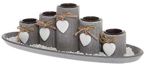 5 Teelichthalter mit Tablett Tischdekoration Kerzenhalter Kerzentablett