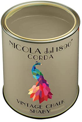 NICOLA VERNICI Peinture Vintage Chalk Shabby à base d'eau, pour l'intérieur et l'extérieur, aspect mat, fabriquée en Italie, Couleur beige corde - Taille 2,5 lt
