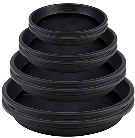 Lot de 8 soucoupes Rondes en Plastique pour Pot de Fleurs - pour intérieur et extérieur (15 cm + 19 cm + 22 cm + 25 cm)