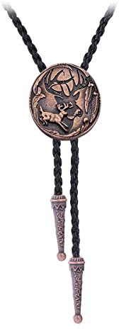 BRBAM Vintage Style Bolo-Krawatte Western Cowboy Leder Rodeo Bolo Bola Krawatte für Herren, Hirsch-rot, Medium