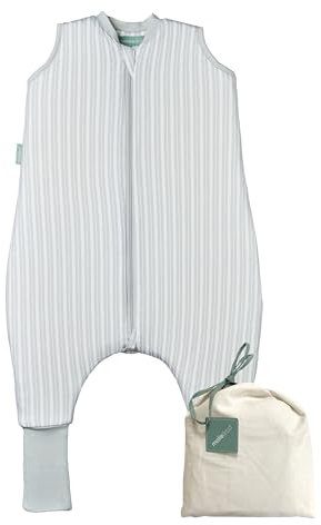 molis&co - Baby schlafsack mit Füßen und Socke -Ideal für Frühling und Herbst - Babyschlafsack mit Beinen 1 tog - 100% Baumwolle (Oeko-TEX 100), Premium Qualität - Dawn Stripes (80 cm)