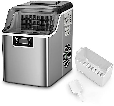 GOPLUS 3,2 L Máquina para cubitos de hielo, máquina de hielo doméstico, producción de hielo de 18 kg en 24 horas, automática eléctrica compacta portátil, sala de almacenamiento de hielo