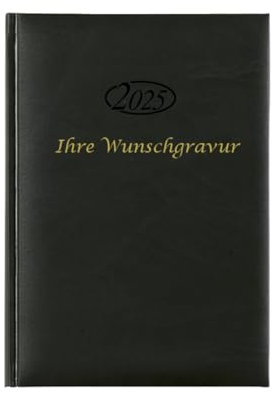 Buchkalender 2025 mit Gravur/Chefkalender/Farbe: schwarz
