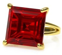 Anemone Schmuck Quadrat Rubin Ring - Modische Erklärung Große Ringe - Benutzerdefinierte Stein Ring, Geburtsstein Ring, Edelstein Ringe für Frauen - Wählen Sie Ihr Material und Ringgröße