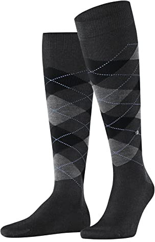 Burlington Herren Kniestrümpfe Manchester M Kh Baumwolle lang gemustert 1 Paar, Grau Anthracite Melange 3095, 40-46