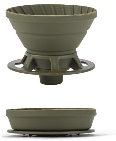 Vandroop Mini Kaffeefilter Silikon - Größe 1 Platinsilikon faltbarer tragbarer Kaffee Filter, wiederverwendbar kaffeefilter, perfect für Reise Camping (Grün, Ohne Papierfilter)