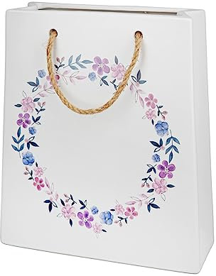 GILDE Deko Gefäß Handtasche aus Keramik - Dekoration Wohnzimmer - Vase für Kunstblumen Tockenblumen getrocknete Gräser - weiß Höhe 30 cm