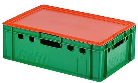 Logiplast E2 Kiste mit rotem Deckel 600 x 400 x 200 mm Fleischkiste Lagerkiste Metzgerkiste in grün