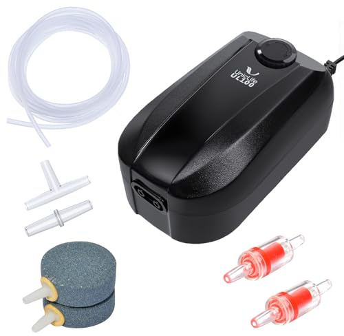 Uniclife Aquarium Air Pump Dual Outlet Fish Tank Aerator with Accessories for Up to 200 Gallon Tank
