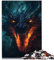 Puzzle für Erwachsene, Fiery Dragon Breath, 1000 Teile, Holzpuzzle für Erwachsene und Kinder ab 12 Jahren, pädagogische Herausforderung, Größe: 50x75 cm
