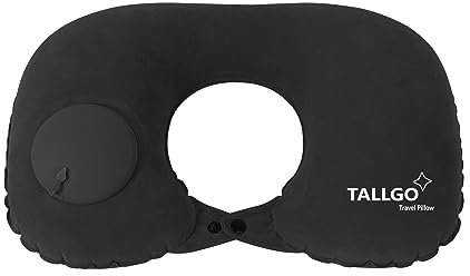 TALLGO Inflatable Travel Pillow, Neck Pillow for Travel, Inflatable Neck Pillow for Travel, Plane Pillow, Blow Up Pillow, Airplane Pillow for Neck, Waist, Back and Camping Cushion (Black) (TG14)