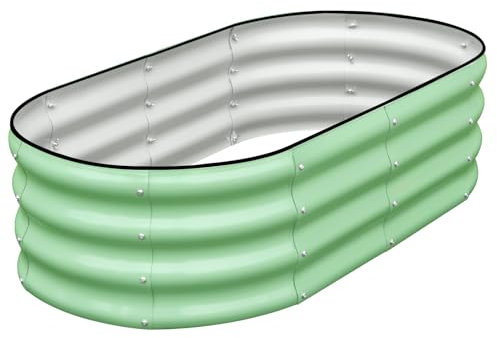 SnugNiture Galvanized Raised Garden Bed, 4x2x1ft Oval Metal Planter Box for Planting Outdoor Plants Vegetables