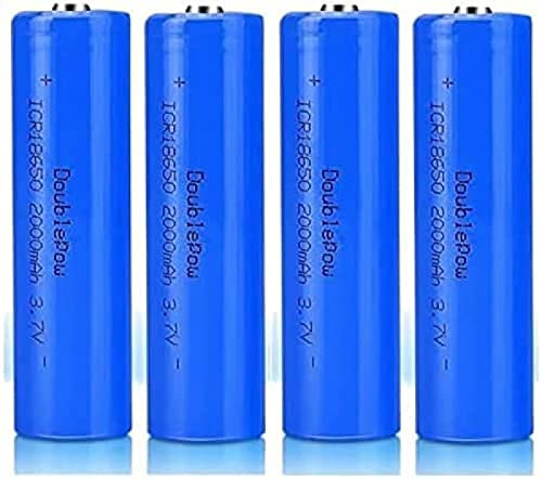 Rechargeable Lithium Battery 3.7V 2000mAh ICR Full Capacity Lasting Pointed Head Rechargeable Rechargeable Battery For LED Flashlight Lamp,4 PCS