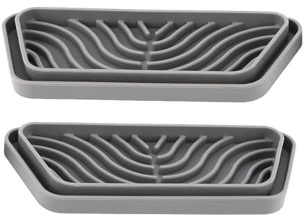 2 Pcs Refrigerator Drip Catcher Tray, Reusable Silicone Fridge Drip Tray, Cuttable Anti Slip Water Dispenser Drip Tray, Fridge Spills Water Pad for Freezer, Coffee Machines (Gray)